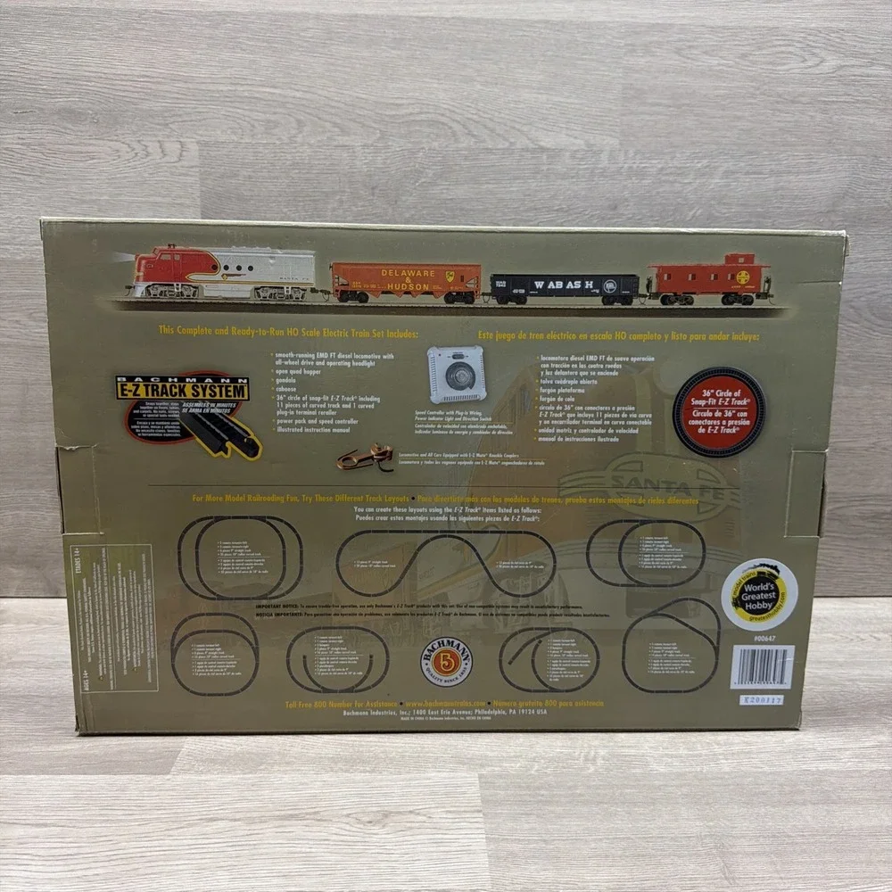 HO Scale Bachmann 647 Santa Fe Flyer Train Set with Steel E-Z Track New/ In Box